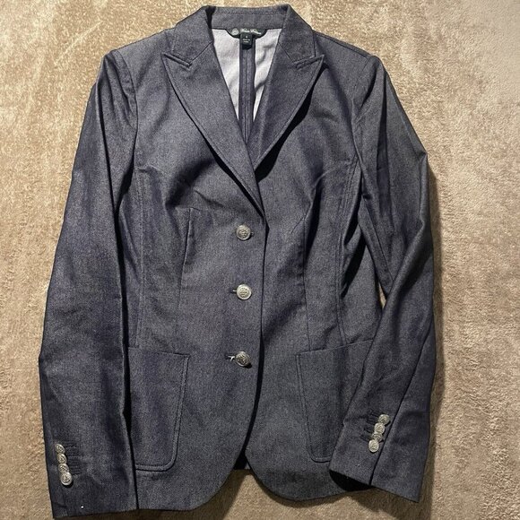 Brooks Brothers Women’s Navy Cotton Single Breasted Blazer Size 4 Silver Buttons - Picture 1 of 10
